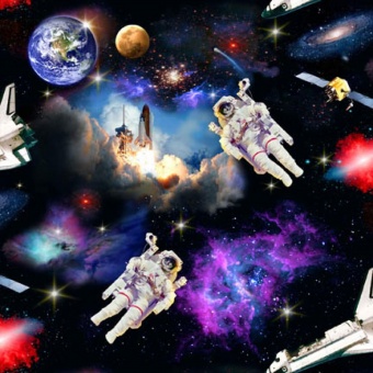 Universum Weltall Astronautenstoff mit Sternen & Planeten - Elizabeth's Studio Black Astronaunts In Space 