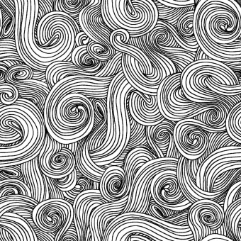 Schwarz-Weißer "Swirls" Baumwollstoff - Ton in Ton Patchworkstoff mit Schnörkeln in Schwarz-Weiss - CHALK Just Color Basicstoffe by Elizabeth Studios Collection 