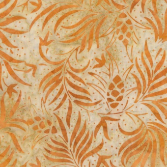 Orange-Gelber Farn Batikstoff - Anthology Fabrics Patchworkstoff Pineapple 