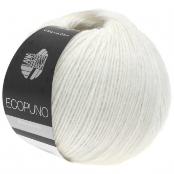 Ecopuno - VIELE FARBEN! Deluxe Baumwollgarn mit Merino & Alpaka Seele - LANA GROSSA Strickgarn mit Netzstruktur 26 Weiß