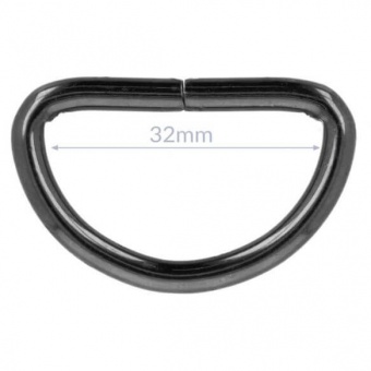 30mm Gumetal D-Ring - Metall D-Ringe - Altsilber 3,2cm 