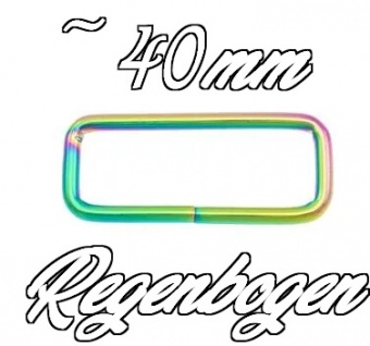 Regenbogen 40mm Vierkantring - Metall-Schlaufe 4cm Rainbow Schnalle  1 1/2 inches 