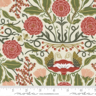 Meadowmere Cloud Metallic Floral Damask - Gingiber by Stacie Bloomfield - Moda Fabrics Patchworkstoffe 