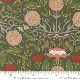 Meadowmere Forest Metallic Floral Damask - Gingiber by Stacie Bloomfield - Moda Fabrics Patchworkstoffe 