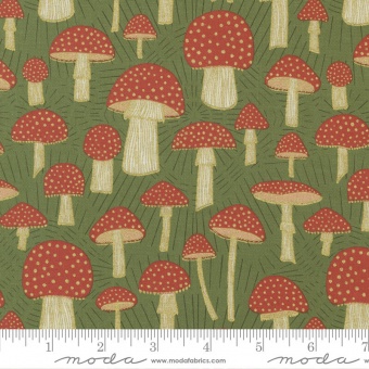 Meadowmere Fern Metallic Mushrooms - Gingiber by Stacie Bloomfield - Moda Fabrics Patchworkstoffe 