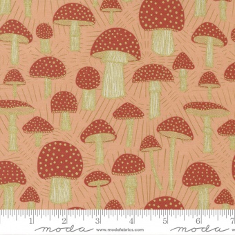 Meadowmere Blossom Metallic Mushrooms - Gingiber by Stacie Bloomfield - Moda Fabrics Patchworkstoffe 