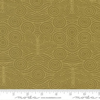 Meadowmere Ochre Metallic Buttterfly Clouds - Gingiber by Stacie Bloomfield - Moda Fabrics Patchworkstoffe 