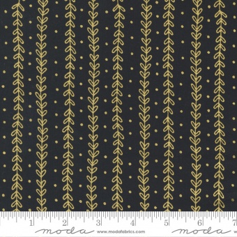 Meadowmere Night Metallic Leafy Ribbons - Gingiber by Stacie Bloomfield - Moda Fabrics Patchworkstoffe 
