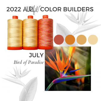 2022 Aurifil Color Builders - Rainforest Flora BOM &  Aurifil 50 wt. Garnsortimente Bird of Paradise Set - Juli Garnbox