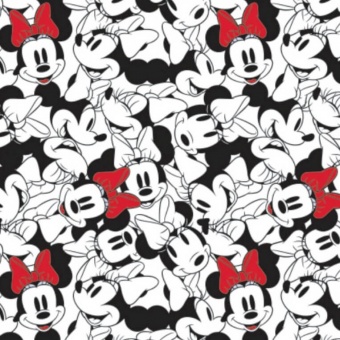 Minnie Maus Lizenzstoff - Original "Minnie Mouse" Disneystoff - Schwarz-Weißer Disney's Originalstoff 