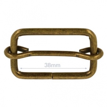 40mm Altgoldene Leiterschnalle - Rechteckiger Metall-Ring Verstellschieber / Stegschnalle Altmessing 