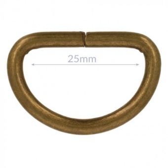 25mm Altgoldener D-Ring - Metall D-Ringe - Messing 2,5cm 