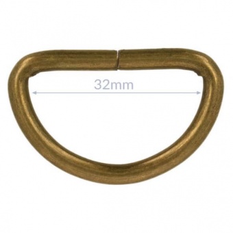 30mm Altgoldener D-Ring - Metall D-Ringe - Messing 3,2cm 