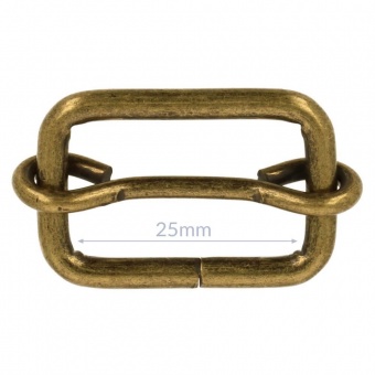 25mm Altgold Leiterschnalle - Rechteckiger Metall-Ring Verstellschieber / Stegschnalle Messing 