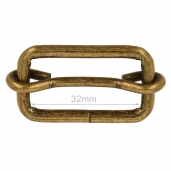 30mm Altgold Leiterschnalle - Rechteckiger Metall-Ring Verstellschieber / Stegschnalle Messing 