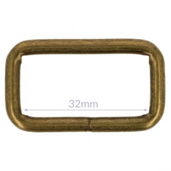 30mm Altgold Vierkant-Ring - Rechteckiger Metall-Ringe - Messing Vierkantringe 