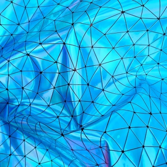 Türkis-Blaues, holographisches Kunstleder mit 3D Laserprägung - Schillernder Multicolor-Metallic - Holoschimmer-Zuschnitt - 50 x 120cm 