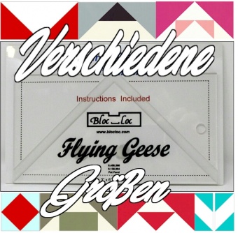 Bloc_Loc Flying Geese Tool Quilt Ruler - Fliegende Gänse Patchworkblock Patchworklineal - VERSCHIEDENE GRÖSSEN MIT DEUTSCHER ANLEITUNG! 