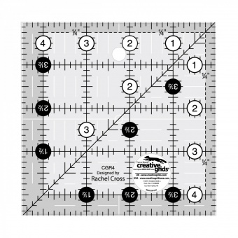 4 1/2" x 4 1/2" Inch-Patchworklineal Quadrat - Creative Grids Non Slip Square Ruler - Quadratisches Rollschneidelineal 
