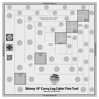 10" inch Skinny Curvy Log Cabin Trim Tool - Creative Grids Non Slip Ruler - Blockhausmuster Patchworklineal 