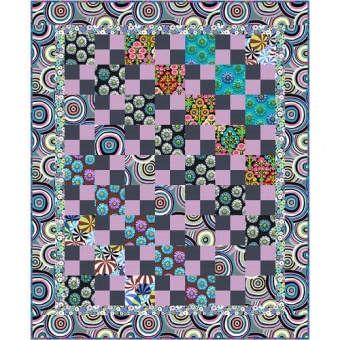 Checkerboard Circles Quilt Anleitung - Kaffe Fassett 85 & Fabulous Designerstoffe Pattern - FreeSpirit Patchworkdecke - GRATIS DOWNLOAD! 