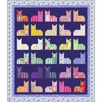 Cheshire Cats Diva Quilt Anleitung - Tula Pink Curiouser & True Colors Designerstoffe Pattern - FreeSpirit Patchworkdecke - GRATIS DOWNLOAD! 