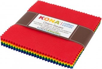 Charm Square Paket Bright Rainbow Palette Colorway  - Kona Cotton Solids Regenbogen Precut 
