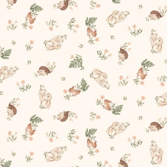 Cremefarbener Waldtierstoff- Cream Little Fawn & Friends by Nina Staizner Collection Kinderstoffe - Dear Stella Patchworkstoffe 