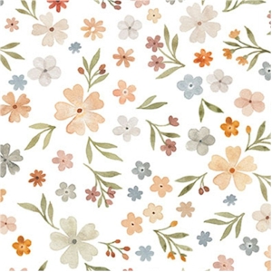 Weißgrundiger Blümchenstoff - White Spring Floral - Little Fawn & Friends by Nina Staizner Collection Kinderstoffe - Dear Stella Patchworkstoffe 