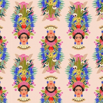 Viva la Frida - Faye Guanipa Mexicana Sugar Skulls Motivstoff - Mexican Folklore Ethnostoff - Blumenstoff 