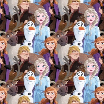 Original "Die Eiskönigin II" Disneystoff - Disney's Frozen 2 Friends Forever Originalstoff mit Olaf dem Schneemann, Sven, Anna & Elsa 