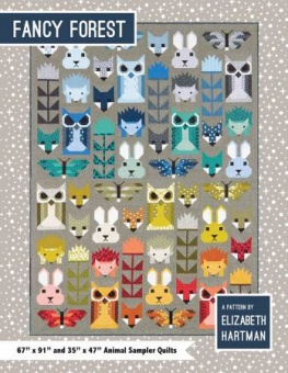 Fancy Forest Patchworkdecke - Waldtiere Quilt Pattern by Elizabeth Hartman - Eulen, Füchse, Igel, Schmetterlinge & Hasen 