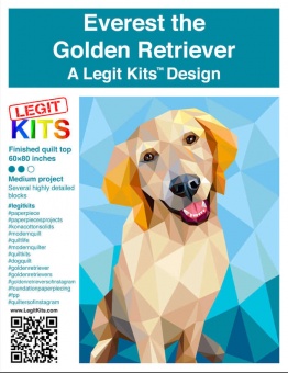 Golden Retriever FPP - Everest the Golden Hunde-Quilt - Original lizensiertes Legit Kits Schnittmuster / Materialpackung / Stoffpaket - Sonderanfertigung Nur Anleitung