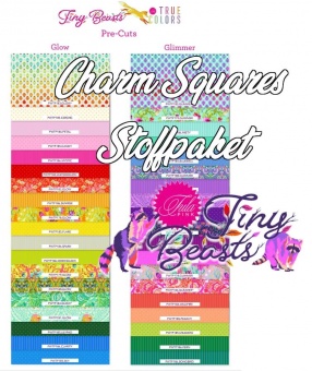 42er Charm Pack - 5 inch Charm Squares - Tiny Beasts Tiermotivstoffe - Tula Pink Designerstoffe - FreeSpirit Patchworkstoffe 