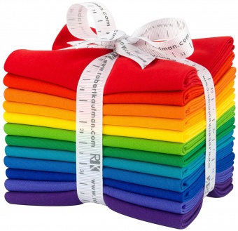 Bright Rainbow Palette Fat Quarter Stoffpaket - Kona Cotton Solids Unistoffe Stoffregenbogen 