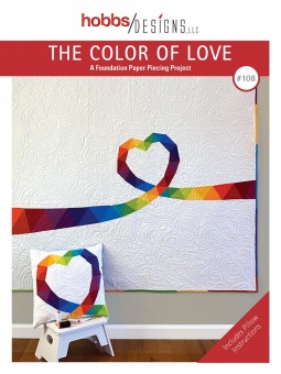 The Color of Love Patchworkdecke FPP Schnittmuster - Regenbogen-Herz Foundation Paper Piecing Pattern by Hobbs Designs 