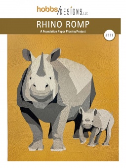 Rhinozeros Patchworkdecke FPP Schnittmuster Nashorn - Rhino Romp Foundation Paper Piecing Pattern by Hobbs Designs 