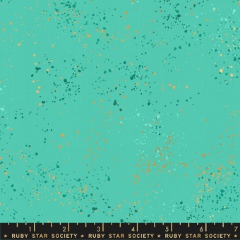 Speckled Icebox Turquoise - Türkiser Ruby Star Society Basicstoff - Rashida Coleman Hale Designerstoff mit Metallic Akzenten 