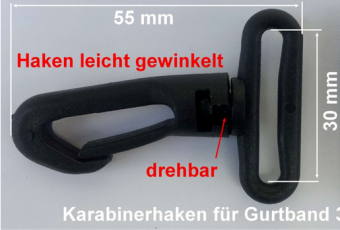 30mm / 3cm Karabinerhaken / Karabinerverschluss m. Wirbel & D-Ring / Leiterschnalle 