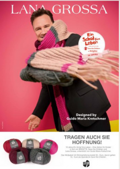 Ein Schal für's Leben 2023 Strickset - Brigitte Aktion mit Guido Maria Kretschmer & LANA GROSSA Cool Merino BIG Merinostrickgarn 