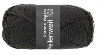 Meilenweit PURO VEGANO Baumwoll-Sockengarn - Viele Farben - LANA GROSSA Baumwollsockenstrickgarn Uni Schwarz 0012