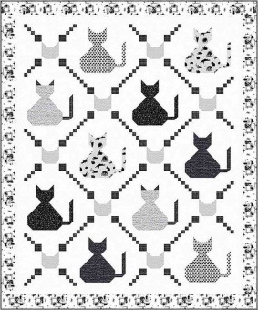 "Chat & Charmed Quilt"  - Les Chats Noirs by Leezaworks Collection Patchworkdecke - Anleitung zum Dear Stella Kollektionsquilt - GRATIS DOWNLOAD! 