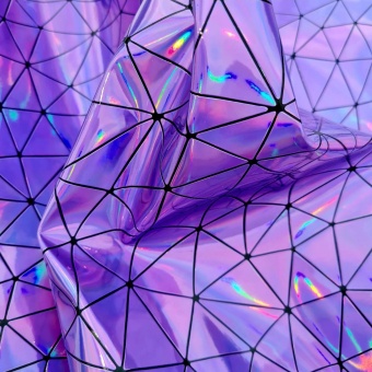 Lila-Violettes, holographisches Kunstleder mit 3D Laserprägung - Schillernder Multicolor-Metallic - Holoschimmer-Zuschnitt - 50 x 120cm 
