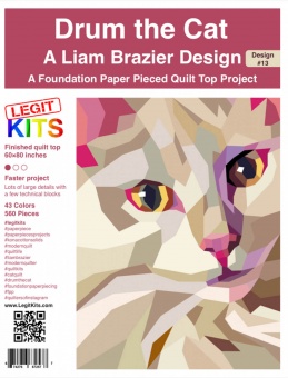 Katzen FPP Drum the Cat Quilt - Original lizensiertes Legit Kits Schnittmuster / Materialpackung / Stoffpaket - Sonderanfertigung 