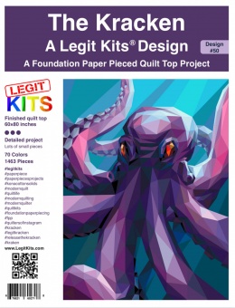Kraken Oktopus FPP - The Kracken Quilt - Original lizensiertes Legit Kits Schnittmuster / Materialpackung / Stoffpaket - Sonderanfertigung 