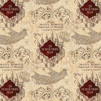 Harry Potter Lizenzstoff "Marauder's Map" - Hogwarts Motivstoff Meterware - Wizarding World J.K. Rowling's Collection Motivstoff 