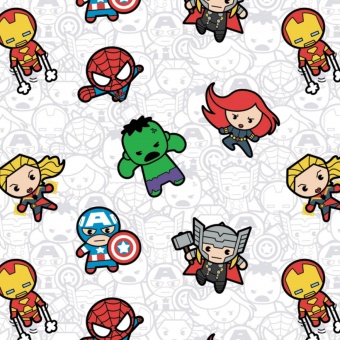 Marvel's Avengers Kawaii Superheroes Comicstoff / Superheldenstoff mit Thor, Iron Man, Hulk, Captain America & mehr - LIMITED EDITION! 