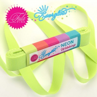 Moonbeam Tula Pink NEON 1inch Designer Webbing - Renaissance Ribbons 25mm Gurtband-Set -  Everglow Strapping SPARSET! -  2 yards / 1,8m 