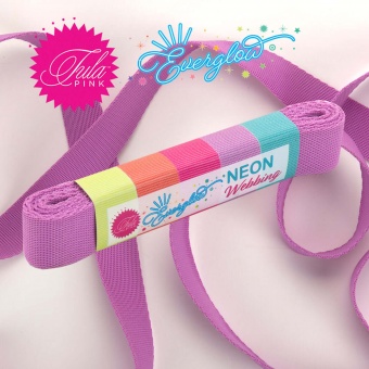 Mystic Purple Tula Pink NEON 1inch Designer Webbing - Renaissance Ribbons 25mm Gurtband-Set -  Everglow Strapping SPARSET! -  2 yards / 1,8m 