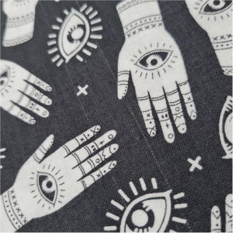 B-WARE! Charcoal Palmistry - Michael Miller Designerstoff - Motivstoff "Das Auge der Fatima" / "Die Hand der Miriam" 